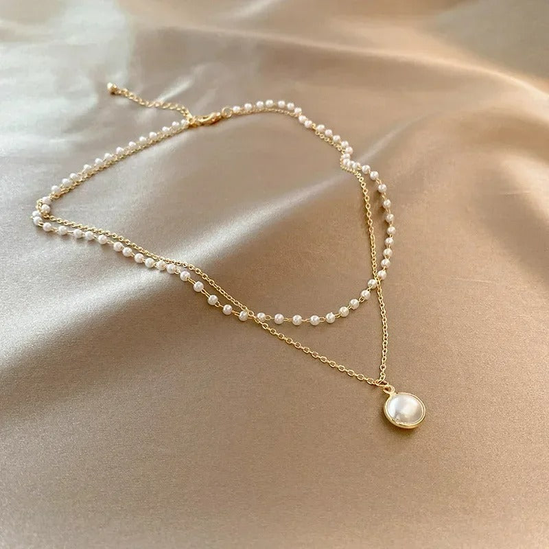 Elegant Double-Strand Pearl Necklace for Women - Amelie