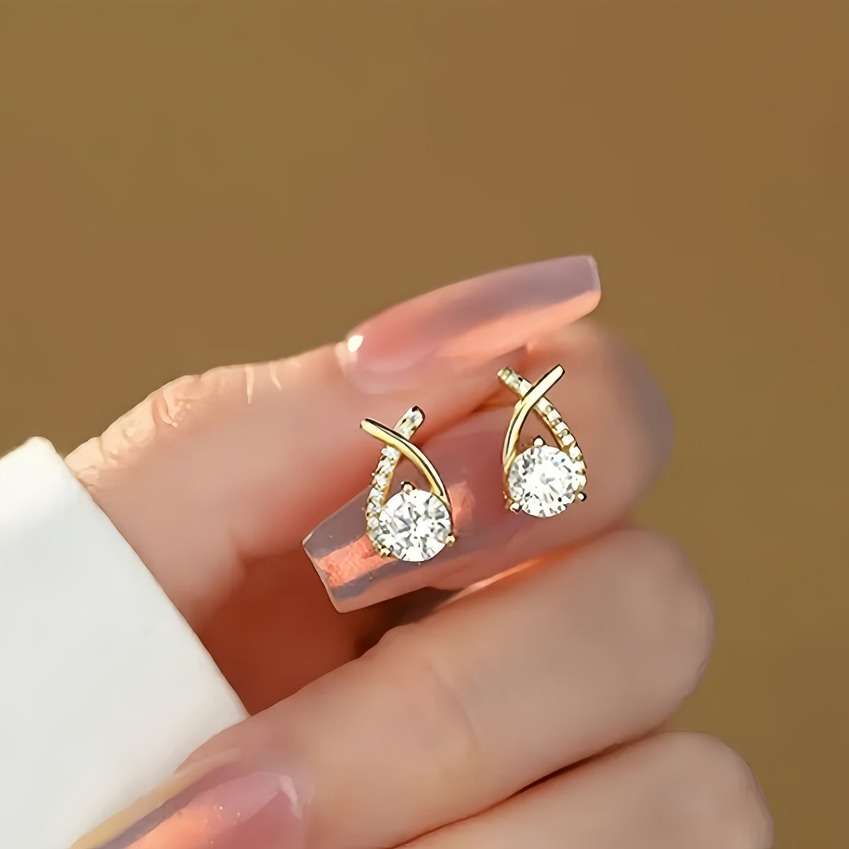 Gold Cross Cubic Zirconia Earrings - Private Collection