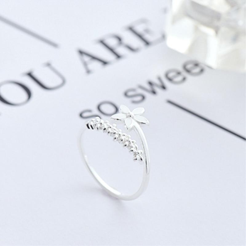 Wildflower Adjustable 925 Silver Ring with Hand-Painted Enamel