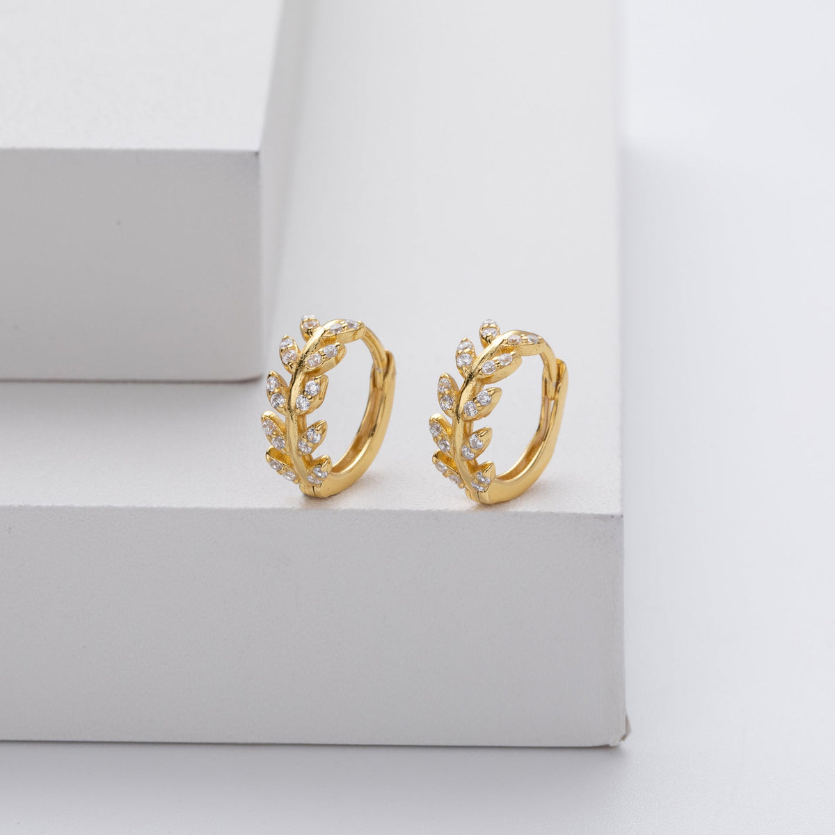 Sterling Silver Leaf Hoop Earrings Handmade in the UK Limited Edition