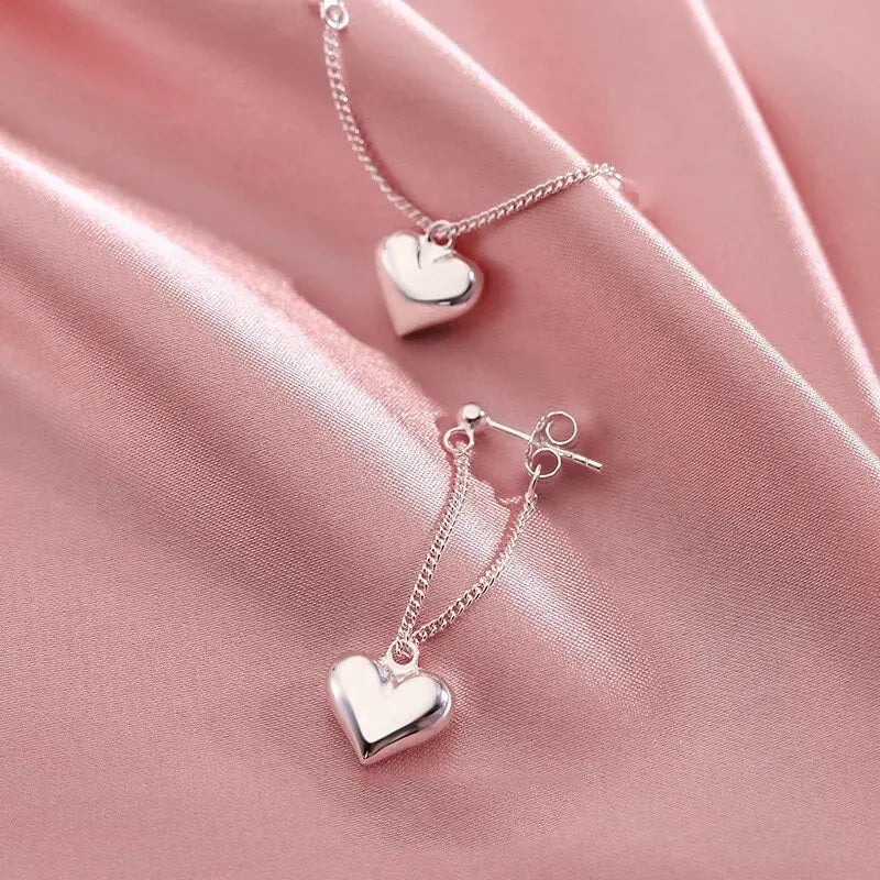 Antique Italian Sterling Silver Geometric Heart Hoops - Limited Edition