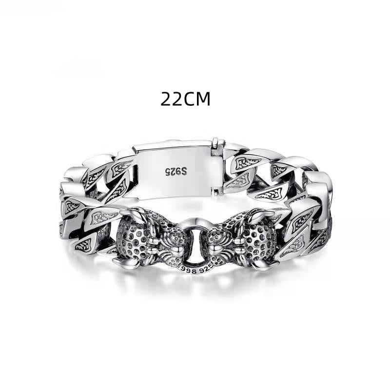 Hekkan Men's Leopard Head Bracelet with Metallic Tribal Pattern