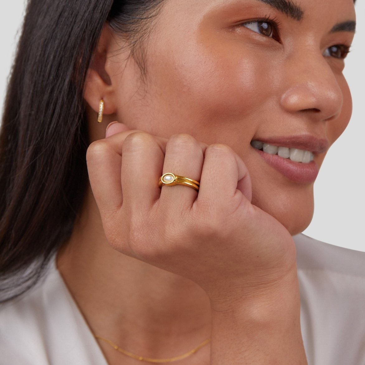 18K Gold Pearl Ring