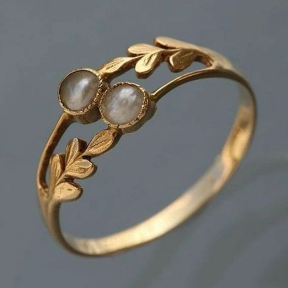 Vintage Gold Double Moonstone Ring