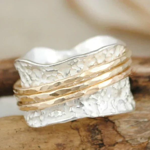 Vintage Thin Gold and Silver Spinner Ring