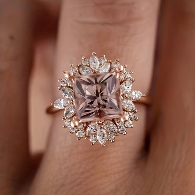 Vintage Crystal Inlay Flower Ring