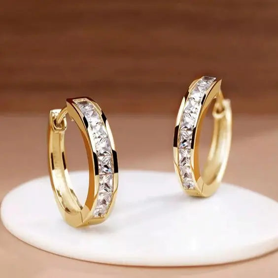 Yellow Gold and Crystal Hoop Earrings Luxe Collection Exclusive Limited Edition