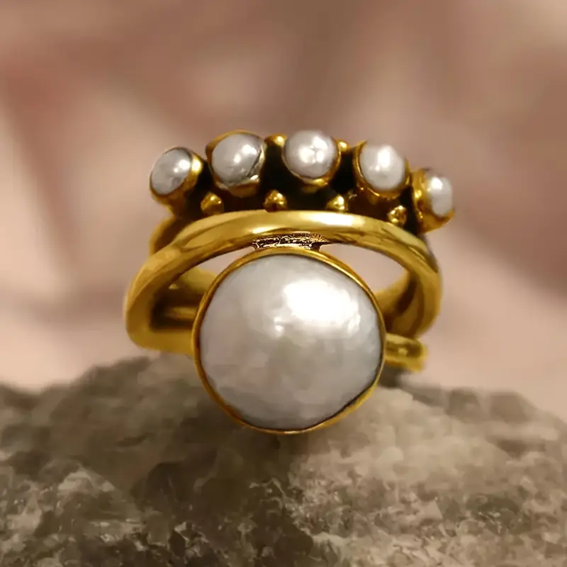 Vintage Gold Bead Ring