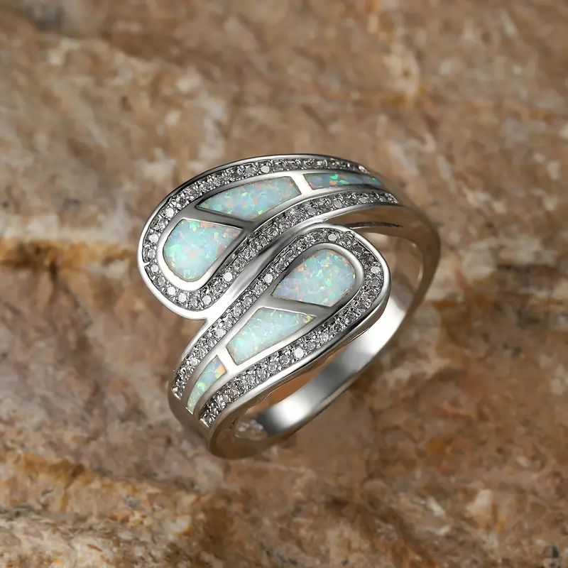 Silver Opal Open Ring