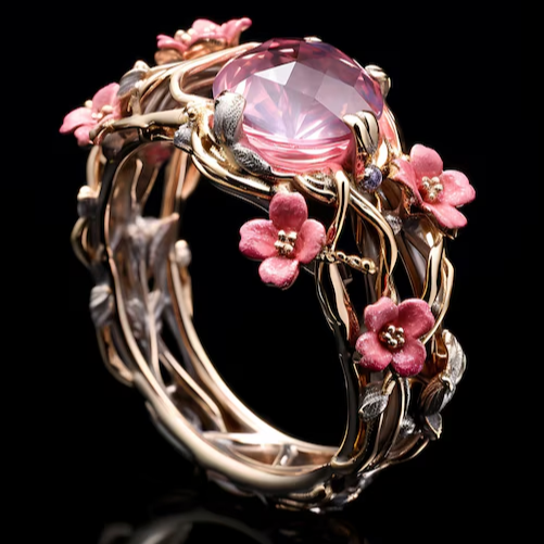 Nature Exotic Pink Crystal Ring