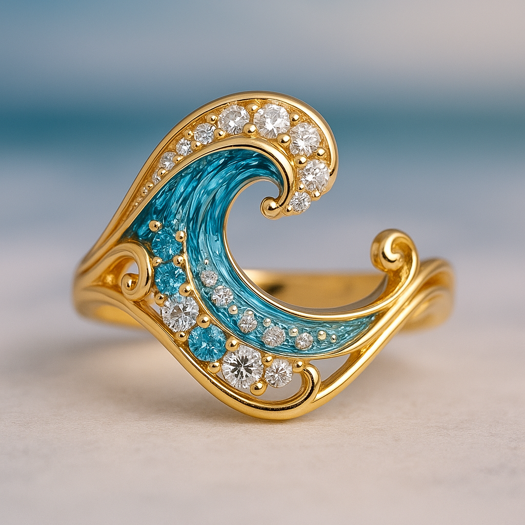 Bright Blue Wave Ring
