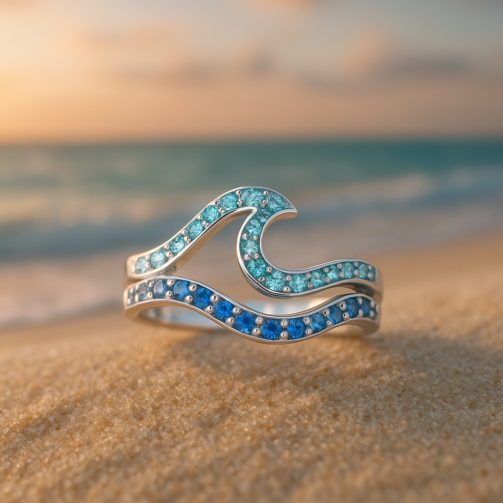 Shimmering Opal Wave Ring