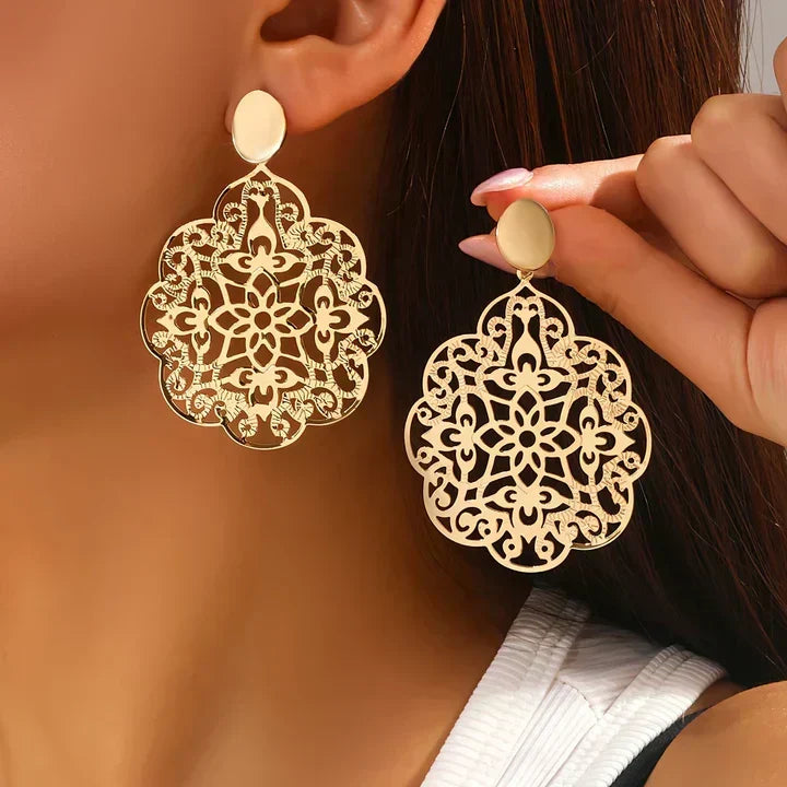 Elke Gold Openwork Mandala Earrings for Women