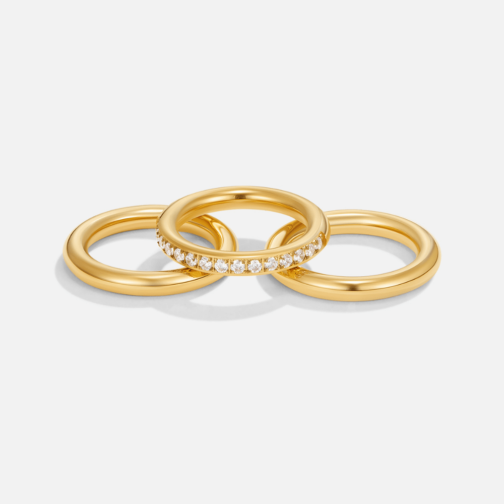 Vana Gold and Crystal Ring Trio
