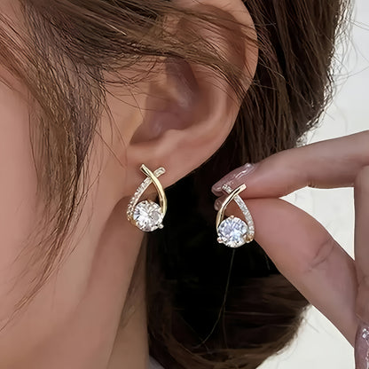 Gold Cross Cubic Zirconia Earrings - Private Collection