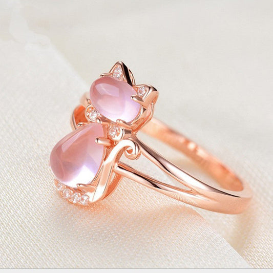 Liora Women's Crystal Cat Ring