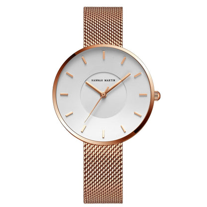Women's Minimalist Mesh Watch with Slim Case and Clear Easy-Read Dial