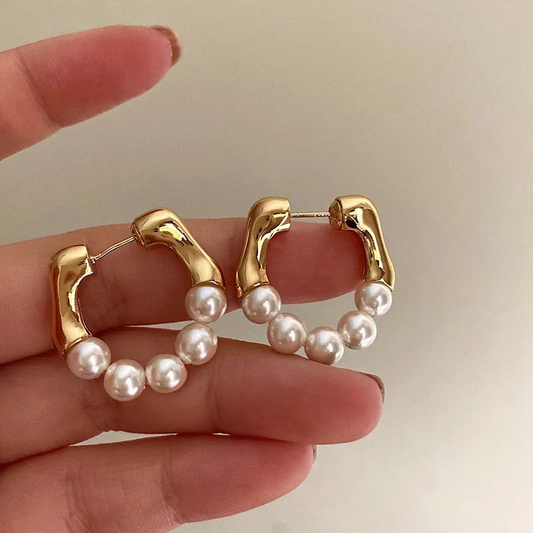Amaya Pearl Hoop Earrings