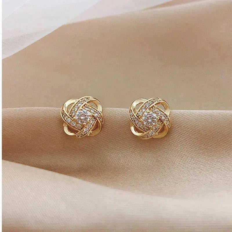 Floral Spiral Earrings in 925 Silver & Crystal - Faith Collection