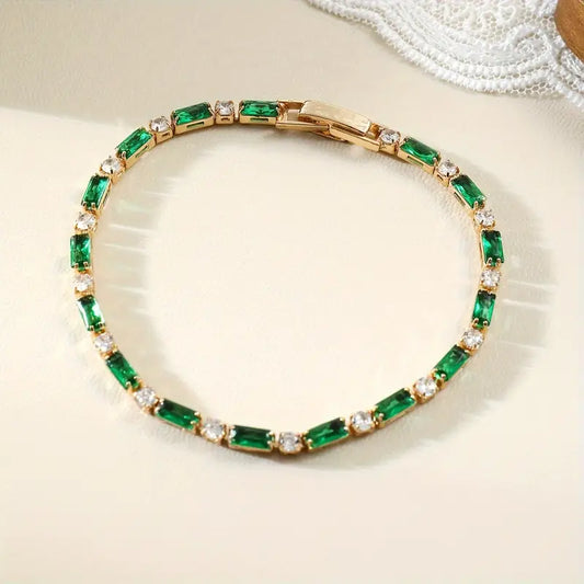 Gold Bracelet with Emerald-Cut Stones - Armonia