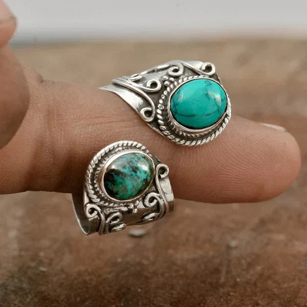 Adjustable Double Turquoise Ring
