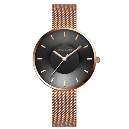 Women's Minimalist Mesh Watch with Slim Case and Clear Easy-Read Dial
