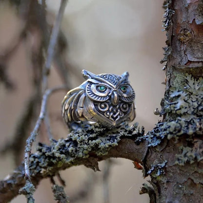 Emerald Owl Ring