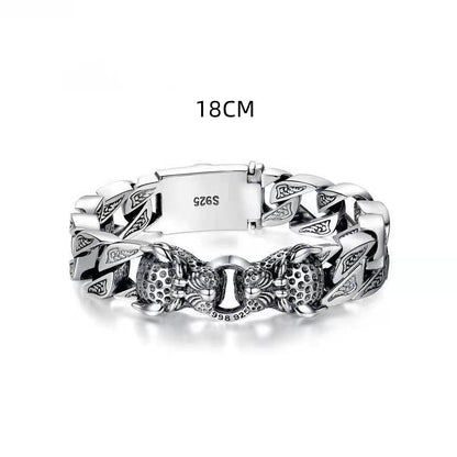 Hekkan Men's Leopard Head Bracelet with Metallic Tribal Pattern
