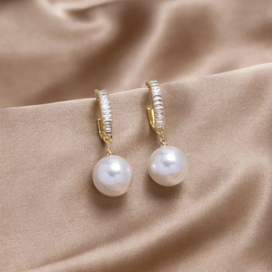 Pearl and Cubic Zirconia Earrings Exclusive Couture Collection