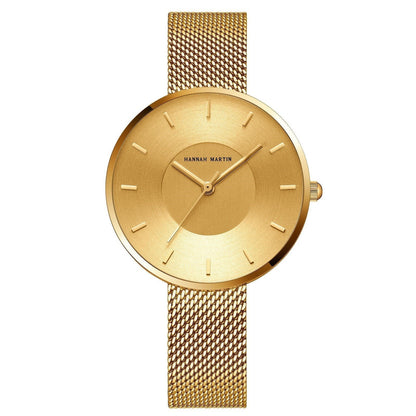 Women's Minimalist Mesh Watch with Slim Case and Clear Easy-Read Dial