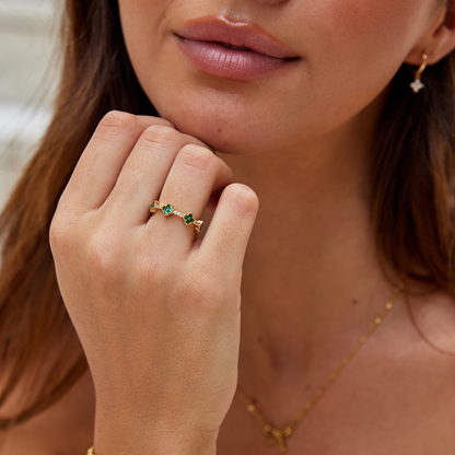 Four-Leaf Clover Crystal Ring