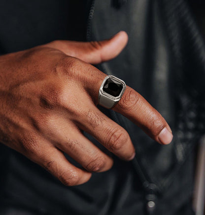 Square Black Stone Ring - Aureus