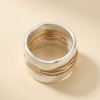 Silver Ring with Gold Threads