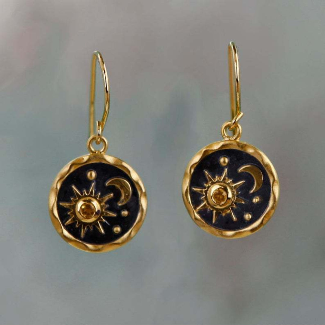 Sun and Moon Boho Vermeil Earrings Exclusive Limited Edition