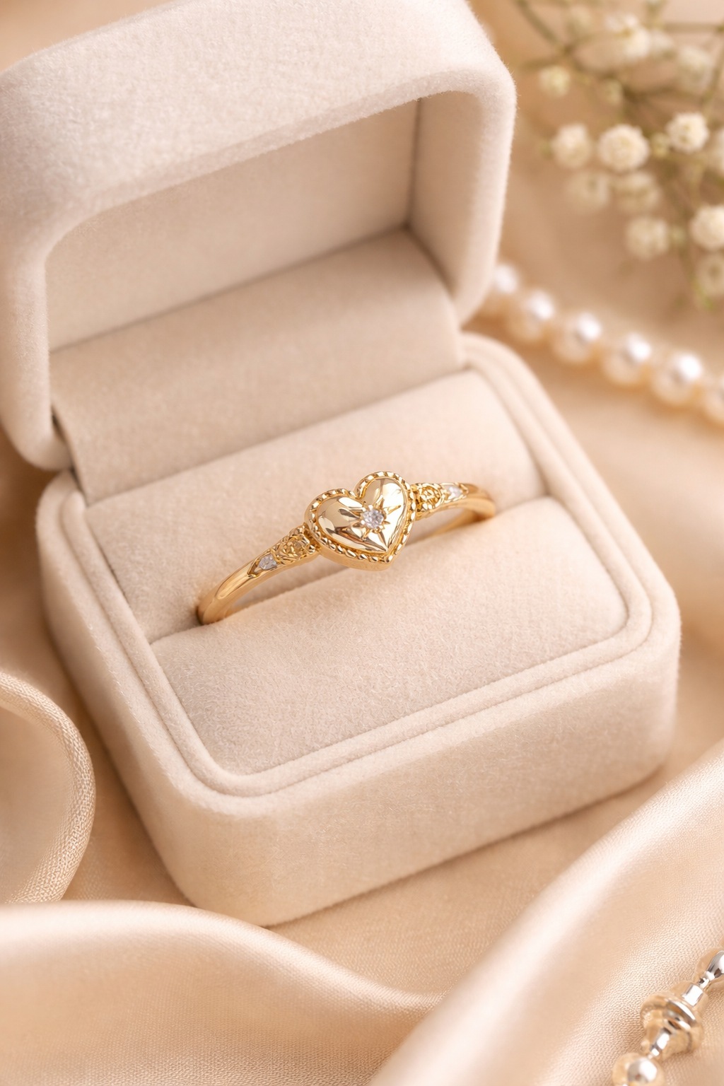 Elegant Gold Heart and Star Ring
