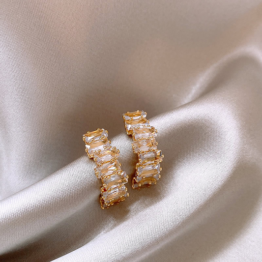 Yellow Gold Cubic Zirconia Earrings - Limited Edition Elegance Collection