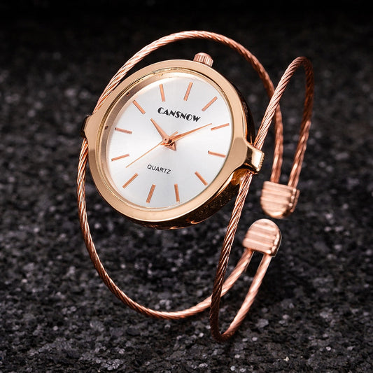 Cansnow Interlaced Stainless Steel Bracelet Watch with High-Precision Swiss Quartz Movement