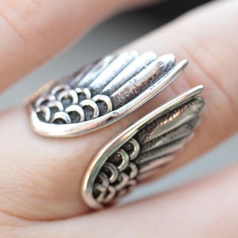 Adjustable 925 Silver Angel Ring