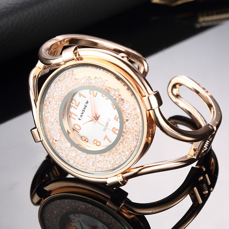 Cansnow Sleek Rhinestone Bracelet Watch for Women