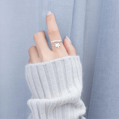 Wildflower Adjustable 925 Silver Ring with Hand-Painted Enamel