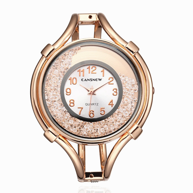 Cansnow Sleek Rhinestone Bracelet Watch for Women