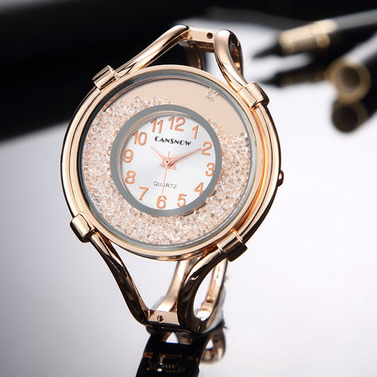 Cansnow Sleek Rhinestone Bracelet Watch for Women