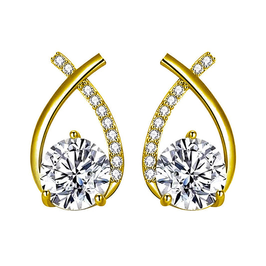 Alessa Gold Braided Earrings with Set Crystal