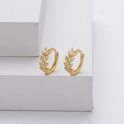 Sterling Silver Leaf Hoop Earrings Handmade in the UK Limited Edition