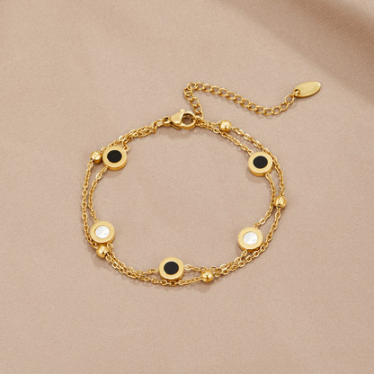 Vittoria Double Chain Bracelet with Circle Accents