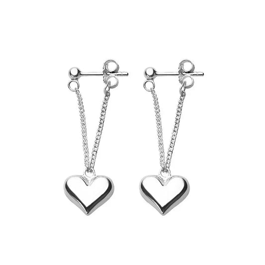Antique Italian Sterling Silver Geometric Heart Hoops - Limited Edition