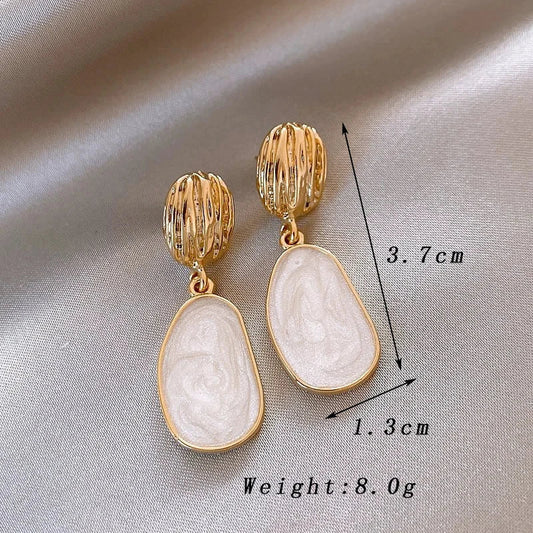 Vintage Enamel Oval Drop Earrings - Handmade in the UK, Exclusive