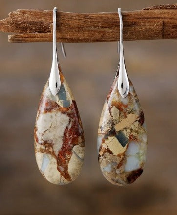 Rose Gold Oval Stone Earrings - Limited Edition Elegance Collection