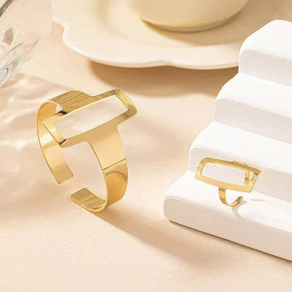 Liana Geometric Bracelet and Ring Set