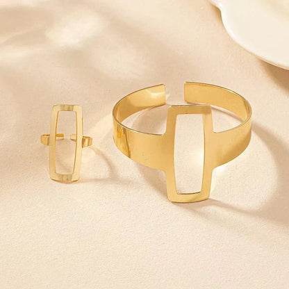 Liana Geometric Bracelet and Ring Set